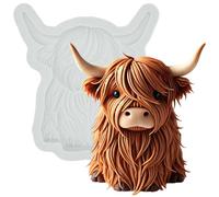 Stampo per fondente, decorazione per torta con mucca delle Highland, altezza 7,6 cm