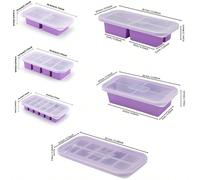 Stampo per freezer in silicone con coperchio, contenitore per conservazione alimenti, vassoio per cubetti di ghiaccio in silicone extra large, contenitore per conservazione alimenti Quattro griglie,Se