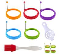 Stampo per Frittata in Silicone, Pancake Form Egg Ring Stampo in Silicone per Frittata per Uso Alimentare, Adatto per Frittata, Pancake, con Separatore di Uova + Pennello per Olio