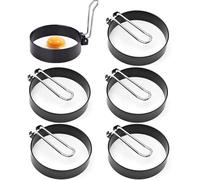 Stampo per frittata Manico per uova Cottura Stampo per frittata in acciaio inossidabile Stampi per uova fritte Stampo rotondo per uova fritte in acciaio inossidabile per uova fritte, confezione da 6