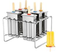 Stampo per gelato in acciaio inox 304, confezione da 6, contiene 100 bastoncini di legno, con pennello, stampo per ghiaccioli fatto a mano, acciaio inossidabile