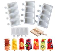 Stampo per gelato in silicone, 3 Pezzi 12 celle Pop Ice Lolly stampo Maker da dessert congelato Popsicle in silicone per torte, riutilizzabili, con 50 bastoncini in legno