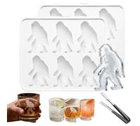 Stampo per ghiaccio 3D Bigfoot, vassoio per ghiaccio a 6 cavità Stampo per cubetti di ghiaccio in silicone a forma di Sasquatch, Stampi riutilizzabili per cubetti di ghiaccio divertenti, p white 2PCS