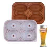 Stampo Per Ghiaccio A Forma Di Pallone Da Calcio,Modello 3D Con 4 Cavità | Forma Per Cupcake In Silicone Per Decorazioni,Per Bar Whisky Cocktail Caffè Frigo Congelatore Torta Cioccolato