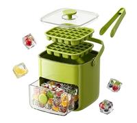 Stampo Per Ghiaccio A Pressione 48 Cubetti Facile Rilascio Contenitore Con Coperchio Antigoccia Impilabile Doppio Vassoio In Silicone Set Completo Con Paletta(Green)