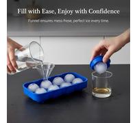 Stampo per Ghiaccio a Sfera con Imbuto, 8 Palline da 45 ml, per casa