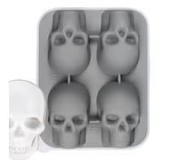 Stampo per ghiaccio con teschio 3D, contenitore per ghiaccio con 4 scomparti, per caffè, tè, cocktail, feste di famiglia, picnic, campeggio