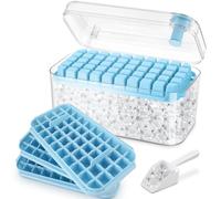 Stampo per Ghiaccio Da 150 Cubetti, Ghiaccio Stampo Completo di Coperchio e Contenitore; Basta Premere per Rilasciare Il Ghiaccio. Include 3 Livelli, Un Secchiello per Il Ghiaccio e Una Paletta (Blu)