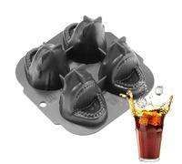 Stampo Per Ghiaccio Squalo | Strumento 3D In Silicone Con 4 Cavità Per Caffè Freddo | Produttore Di Ghiaccio Domestico - Per Bevande Alla Frutta Vino Succo Cocktail Whisky Caffè Famiglia Festa Casa St