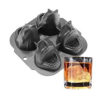 Stampo Per Ghiaccio Squalo - Strumento 3D In Silicone Con 4 Cavità Per Caffè Freddo - Produttore Di Ghiaccio Domestico - Per Bevande Alla Frutta Vino Succo Cocktail Whisky Caffè Famiglia Festa Casa St