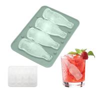 Stampo Per Ghiaccio - Stampo a Forma di Bottiglia con Coperchio,Scatola per Ghiaccio in Silicone 4 Scomparti - Per Cocktail Whiskey Succo Caffè Festa Bar Clima Caldo