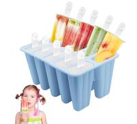 Stampo per Ghiaccioli, 10 Stampi per Ghiaccio in Silicone con Bastoncini, Stampi per Gelato Riutilizzabili, Facili da Sganciare per Ghiaccioli e Gelati Fatti in Casa (blu)