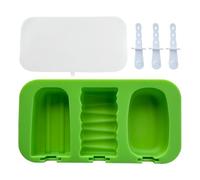 Stampo per ghiaccioli, in silicone, stampo per torte, design a 3 cavità, riutilizzabile con bastoncini, per congelatore, cucina, per bambini, 19 x 10 x 2,5 cm, bianco, 1 set