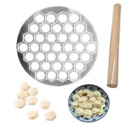 Stampo per gnocchi, 2 pezzi Set per ravioli Stampo per gnocchi russi 37 fori in lega di alluminio e mattarello Set di mattarelli per utensili da cucina