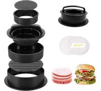 Stampo per hamburger 3 in 1, antiaderente, per hamburger gourmet fatti in casa, set di stampi per hamburger grandi, piccoli e mezzo chilo, con 100 carte cerate (10 cm, 3 in 1)