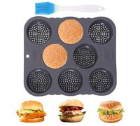 Stampo per hamburger a 8 fori, stampo rotondo in silicone, diametro 8 cm, per pane, hamburger e muffin XXL, un utensile da cucina per la cottura.