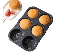 Stampo per Hamburger in Silicone, 6 Cavità Stampo Antiaderente per Panini, Rotondo, Diametro 10 cm, Perforato