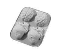 Stampo per il cuore cerebrale in silicone 3D - organii di muffa cioccolato Halloween flessibili a forma di | Disegni spettrali stampi per il cervello umano | Forme realistiche di organo di Halloween
