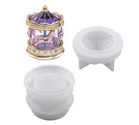 Stampo per in gesso e cemento per progetti hobby, set stampi per scatola per giostra in silicone con coperchio per lavori in resina, tazza per candela e contenitore decorativo per tazza