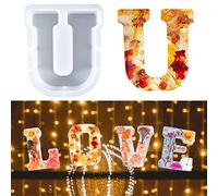 Stampo per lettere grandi per resina, Stampo in resina epossidica alfabeto, Stampo per lettere in silicone 3D, Stampo per torta con lettera da A a Z, Stampo per decorazione per feste di compleanno (U)