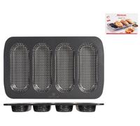 Stampo Per Minibaguette Forato Antiaderente A 4 Posti Cm 17X6, Argento