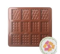Stampo per modellare cioccolatini, stampo per biscotti e cioccolato - quadrati resistenti al calore facile rilascio 12 cavità - riutilizzabili per torte per amici di famiglia