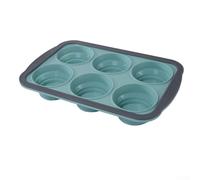 Stampo per muffin in silicone con 6 tazze, non flessibile, adatto al forno, per muffin, brownies e altro (blu)