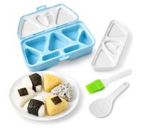 Stampo per onigiri 6 in 1, antiaderente, per fai da te, triangolare, a forma di cuore, con cucchiaio e pennello per olio in silicone, per realizzare palline di riso al coriandolo e alghe, non si