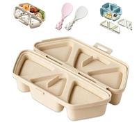 Stampo per onigiri 6 in 1, set di stampi per palline di riso triangolari con 2 coperchi integrati, design pieghevole e fondo antiaderente come Bento Box (Yellow)