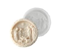 Stampo per palcoscenico della natività - Stampo per palcoscenico 3D | Artigianato natalizio per decorazione di arte in gesso di gesso di gesso | Rotondo Easy Release Silicone Jesus Brandle M0ule di
