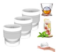 Stampo per palline di ghiaccio Chiclify, stampo per cubetti di ghiaccio rotondi a lento scioglimento da 2,5 pollici, facile da sformare e pulire, per succhi freschi fai da te, whisky (White,3)