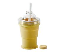 Stampo per palline di ghiaccio - Contenitore riutilizzabile a tenuta stagna in silicone da 325 ml, pieghevole per macchina del ghiaccio con cannuccia e coperchio | Home Gym Office Travel Hiking