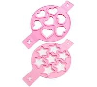 Stampo per pancake in silicone 2 pcs capovolgere e cuocere stampi per pancake a 7 cavità ＆ stampi a forma di stella per mini maker non bastoncini piastra 1 ..