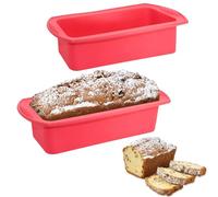 Stampo per Pane,2 Pezzi Stampi per Pane in Silicone, Teglie in Silicone Antiaderenti, Tortiera Rettangolare, 26 x 13 x 6,5 cm, per Pane, Torte e Pasticcini (Rosso)