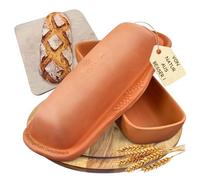 Stampo per pane con coperchio in argilla naturale - Pentola per pane e pane per cuocere il pane | Pentola di terracotta con coperchio per pane croccante come dal panettiere | Stampo rettangolare in
