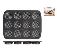 Stampo Per Panini Mini Forato In Antiaderente Da 12 Posti Cm 5,5, Argento