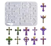 Stampo Per Pendenti A Croce, Stampo Per Creazione Di Gioielli In Silicone A 12 Cavità | Per Realizzare Ciondoli Portachiavi | Per La Festa Di Compleanno Del Ringraziamento, Uffici, Scrivania, S