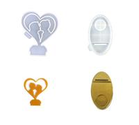 Stampo per portacandele da 2 Stampi per in silicone durevole Stampi per inserti a forma cuore 3D Stampo per candeliere artigianale Stampo in silicone per la creazione gioielli