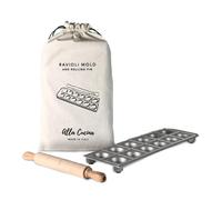 Stampo per ravioli, 12 pezzi, stampo per ravioli rotondo con mattarello, confezionato in sacchetto regalo con coulisse di Verve CULTURE