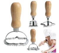 Stampo per ravioli per Halloween, con manico in legno, a forma di | Set di 4 formine per ravioli per casa, aula, feste autunnali, feste di Natale, donne e uomini