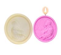 Stampo per resina a forma di Gesù, stampo rotondo vintage in silicone, stampo liscio a forma di segno di Gesù, per torte al cioccolato, fai da te, argilla epossidica, gesso, candele, sapone