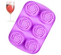Stampo per rose in silicone rosa silicone - Fondant Silicone Rose Stampo per caramelle, 6 cavità, forma di fiori grande blocco di ghiaccio per decorazioni torta