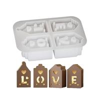 Stampo per sapone a forma di casa di San Valentino, romantico stampo in resina a forma di casa dell'amore, 4 cavità, strumento per la decorazione di torte, forniture per la produzione di sapone in