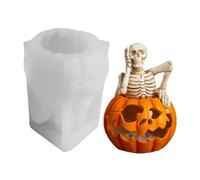Stampo per scand-ele di zucca scheletro, 3 d stampo di scand-ele del teschio di Halloween, ascolta vedere Speak No Evil Skull Stampo, stampi a silicone Halloween