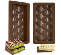 Stampo per Tavoletta di Cioccolato, 2 Pezzi Stampo Per Tavoletta Di Cioccolato In Silicone con 1 raschietti, Stampo Per Cioccolato Dubai Stampi per Torrone, Senza BPA/Facile da Sformattare