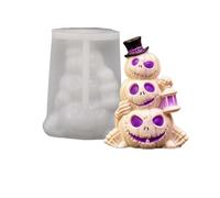 Stampo per Teschio di - Muffa 3D Riutilizzabile a 3 Strati con Cappello a Cilindro,Stampo per Teschio di Halloween,per Sapone Candela Caramelle Arte
