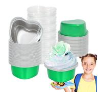 Stampo per torta a forma di cuore | 50 unità di alluminio foglio di alluminio a forma di forno, stampi per cupcake, stampi da forno, stampi per San , B
