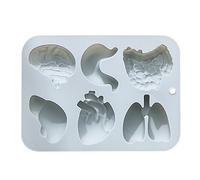 Stampo per torta cerebrale del cuore - vassoio di silicone a forma di Organ umani, 6 slot che producono stampo | Biscotti di fondente creativi, kit di panetteri di Halloween, accessori