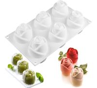 Stampo per Torta in Silicone, 6 Cavità Forma Rosa Fiore, Stampo per Dolci e Cioccolato, Stampo per Torta per Mousse, Stampi per Cottura a Motivi, per Gelato Muffin Biscotti Gelatina