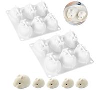 Stampo per Torta in Silicone,Forreen 2 Pezzi 6 Cavità Stampo in Silicone Forma di Coniglio 3d Pasqua Antiaderente Stampo per Dolci e Cioccolato per Torte, Dessert, Sapone, Gelatina, Pane